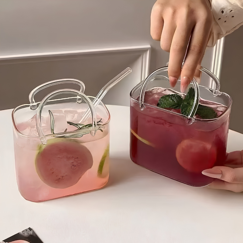 26oz The It-Girl Glass Handbag Tumbler Aesthetic Drinkware with Straw