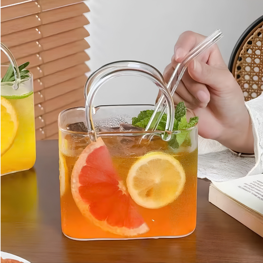 26oz The It-Girl Glass Handbag Tumbler Aesthetic Drinkware with Straw