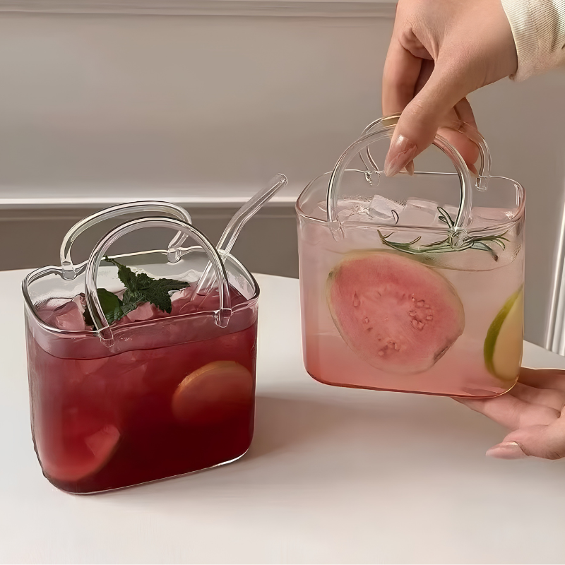 26oz The It-Girl Glass Handbag Tumbler Aesthetic Drinkware with Straw