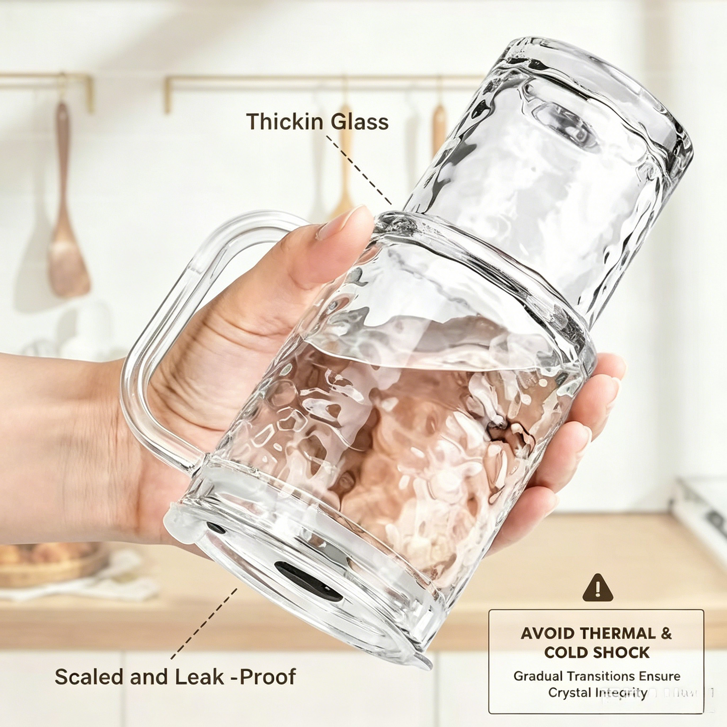 26oz Ribbed Glass Tumbler with Handle & Lid